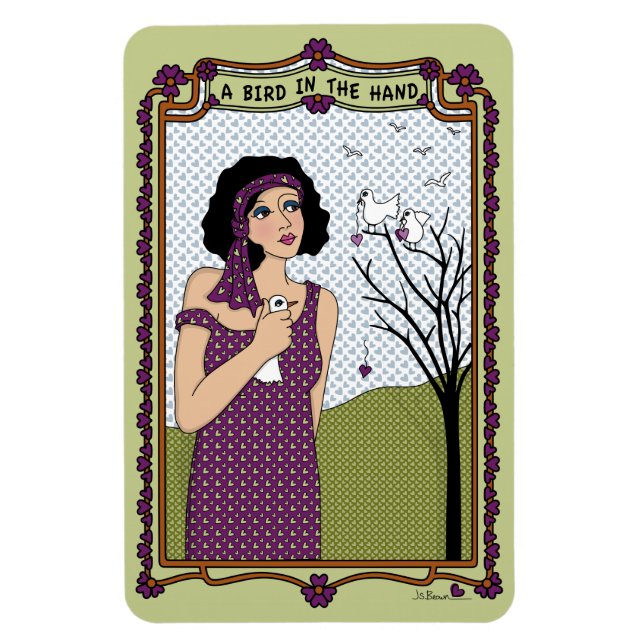 En fågel i Hand_A_ Flex Magnet 4"x6" (Vertikal)