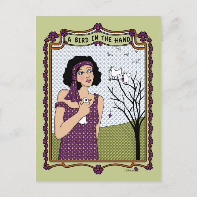 En fågel i Hand_A_ vykort (Framsida)