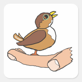 En fågel i handen fyrkantigt klistermärke