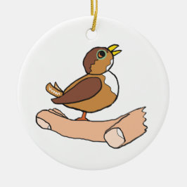 En fågel i handen julgransprydnad keramik