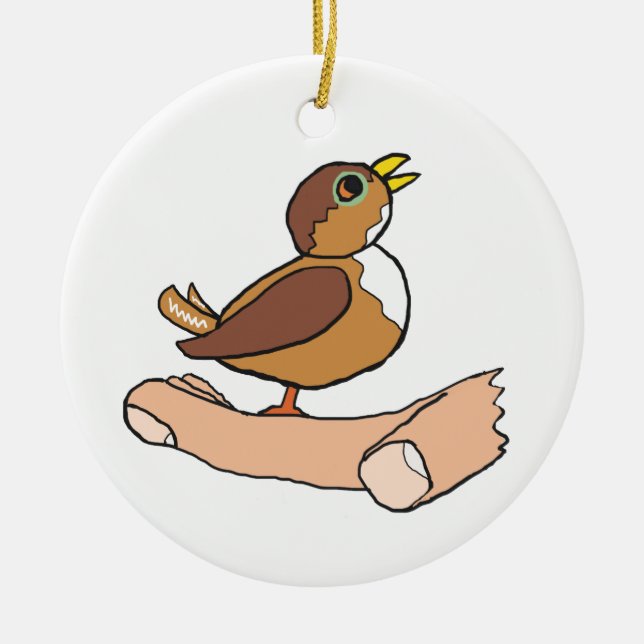 En fågel i handen julgransprydnad keramik (Framsidan)