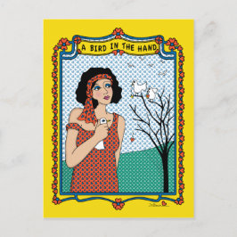 En fågel i vykortet Hand_B_ Vykort