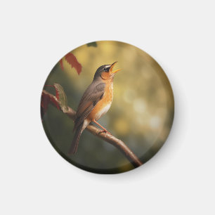 En fågel sjunger på morgonen magnet