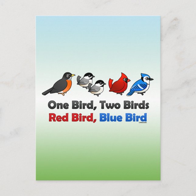 En fågel, två fåglar... vykort (Framsida)