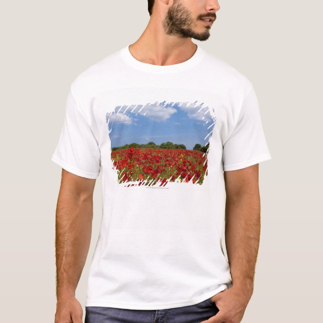En fältfullt av röda blommor tee shirt (Framsida)