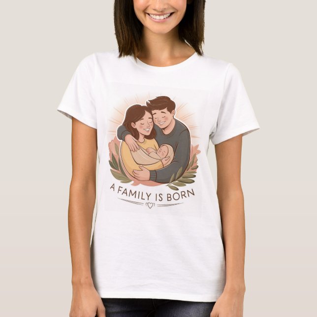 En familj är född T-shirt för föräldrar (Framsida)