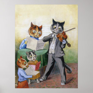 En familj av kattmusiker, Louis Wain Poster