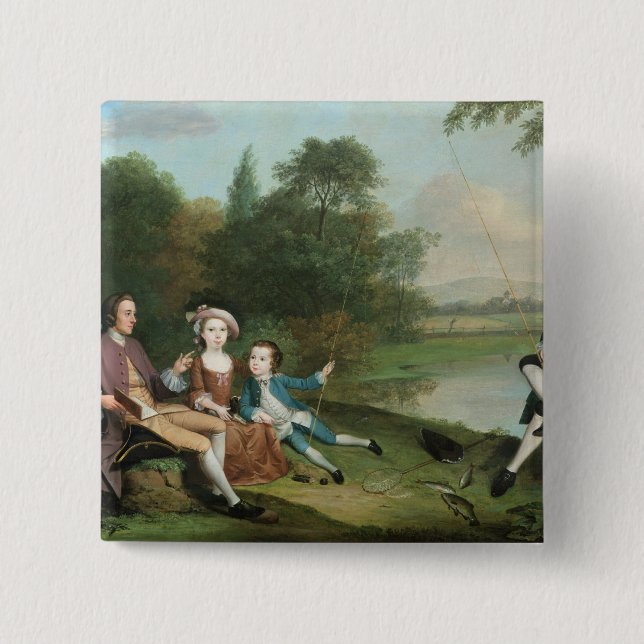En familj av sportfiskare, 1749 knapp (Framsida)