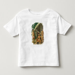 En familj för LeewardöCarib utanför en koja, c. T-shirt