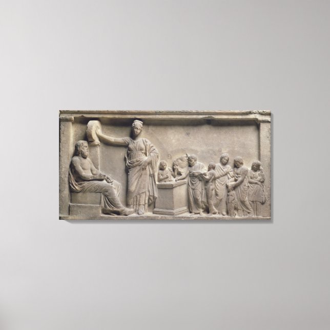 En familj som offrar en tjur till Asclepius Canvastryck (Framsida)