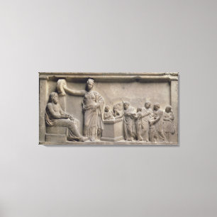 En familj som offrar en tjur till Asclepius Canvastryck