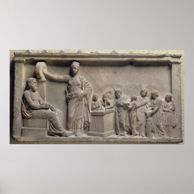 En familj som offrar en tjur till Asclepius Poster (Framsidan)