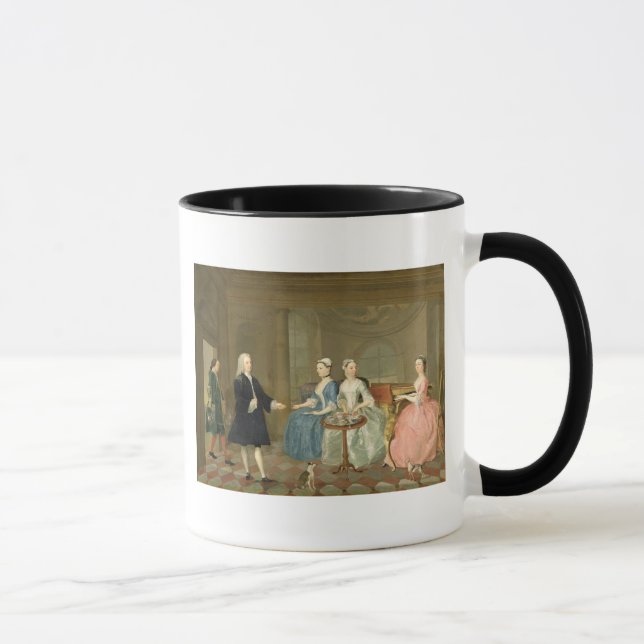 En familj som tjänas som med Tea, c.1740-45 (olja Mugg (Höger)