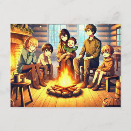 En familjesammanställning vykort