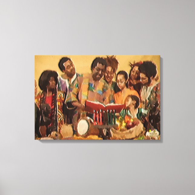 En familjs Kwanzaa Firande Canvastryck (Framsida)