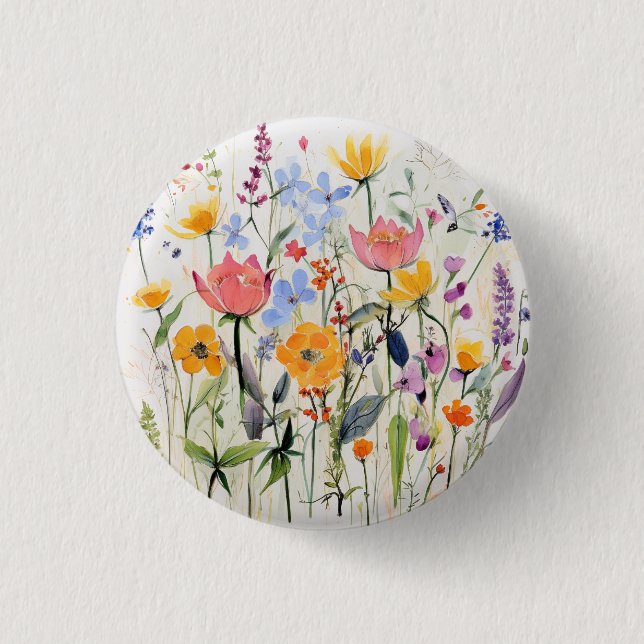 En fantasifull blommig design, vilda blommor  knapp (Framsida)