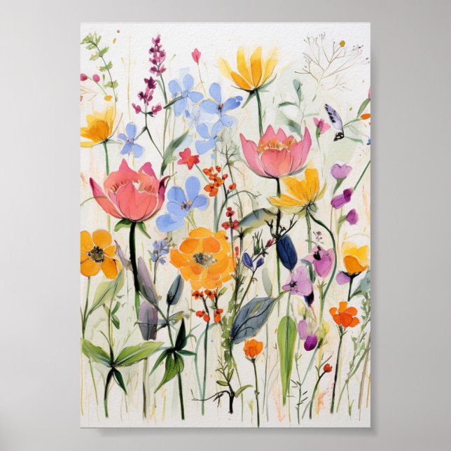 En fantasifull blommig design, vilda blommor  poster (Framsidan)