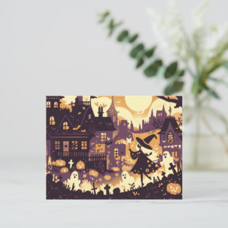 En fantasifull Halloween-natt med den lilla häxan Helg Vykort