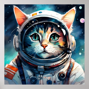En fantastisk kattastronaut poster