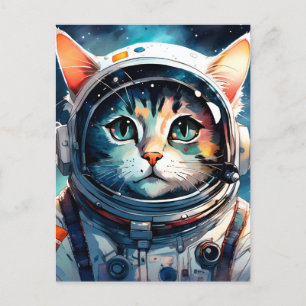 En fantastisk kattastronaut vykort