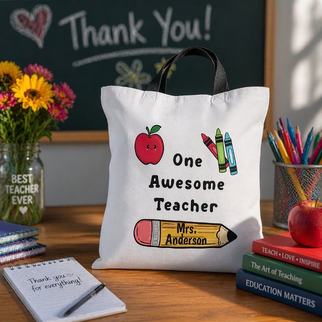 En fantastisk lärare - varför jag älskar skolan tygkasse ("One awesome teacher" tote bag)