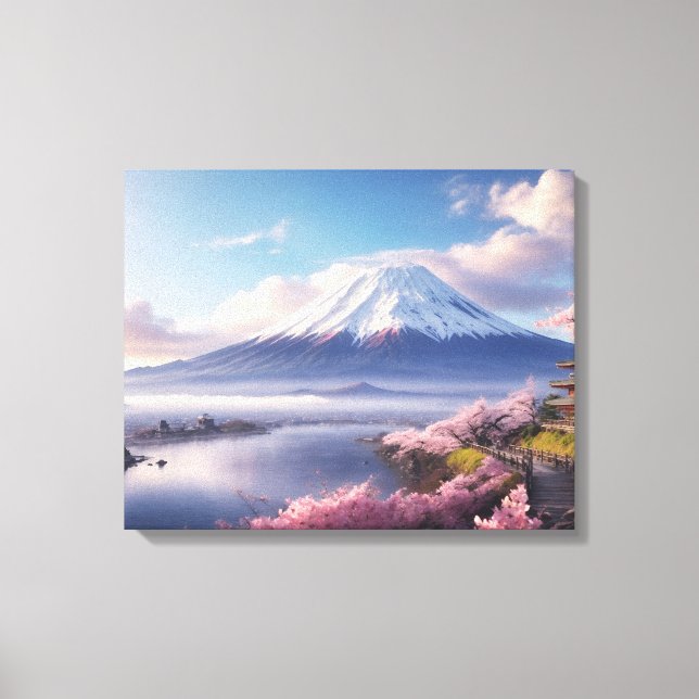 En Fantastisk Oljemålning av Fuji-berget Canvastryck (Framsida)