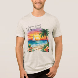En fantastisk solnedgång vid tropisk strand, semes t shirt