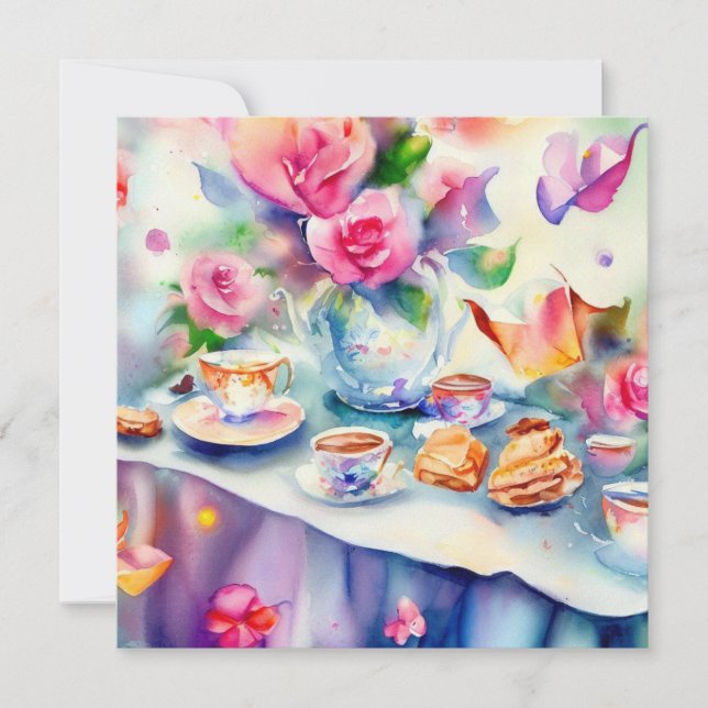 En fantastiska tea Party: En babyskabruk Inbjudningar (Framsida)