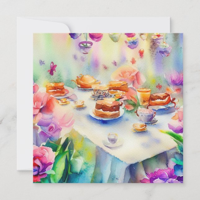 En fantastiska tea Party: Whimsical, en babyskare Inbjudningar (Framsida)