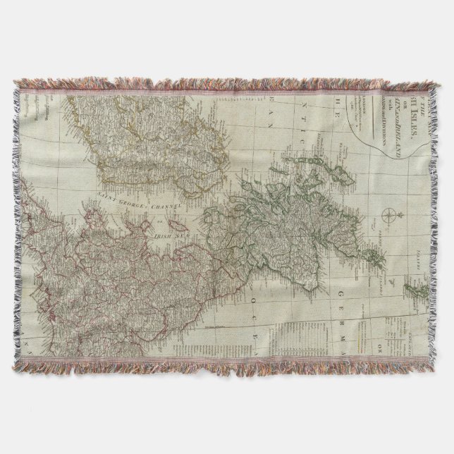 En färdig karta av de brittiska islesna mysfilt (Framsidan)