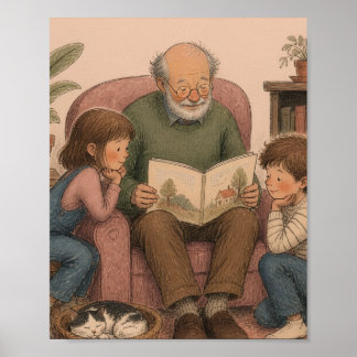 En farfars historieberättande – Vintage Barn- Poster