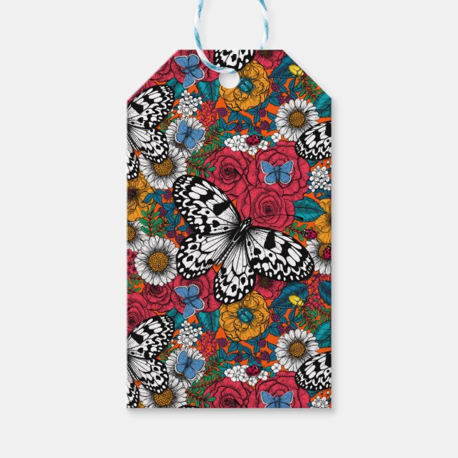 En färgad trädgård presentetikett (Framsidan)