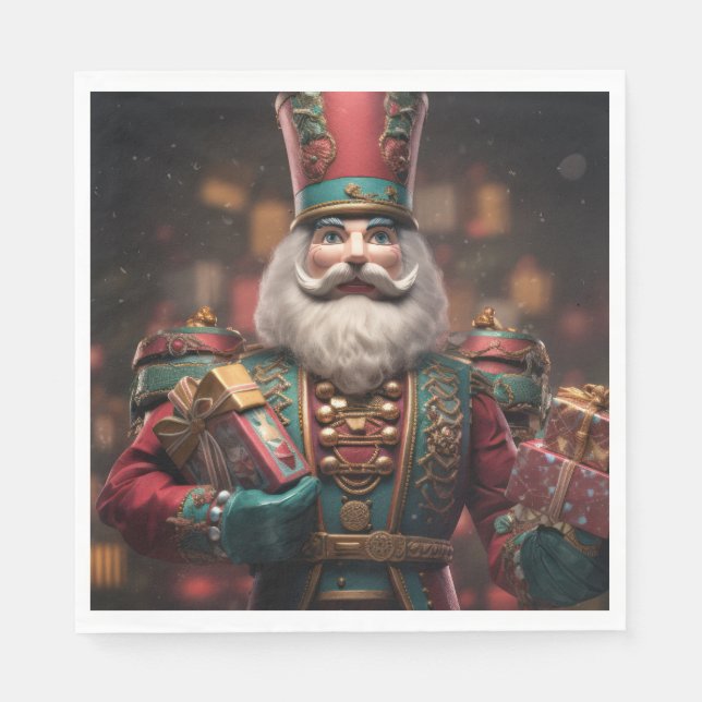 En färgad, uniformad gentleman med många presenter pappersservett (Framsidan)