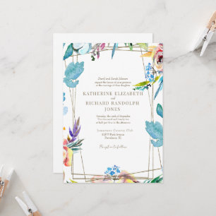 En färgfull Blommigt Elegant bröllop II Inbjudningar