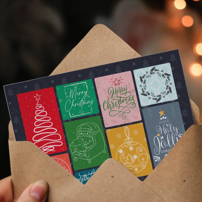 En färgglad julkorthälsning julkort (A Colorful Merry Christmas Postcard)