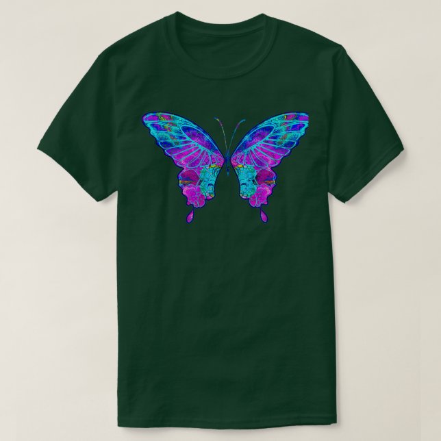 En färglös Psykedelisk Fractal Butterfly Art T Shirt (Design framsida)
