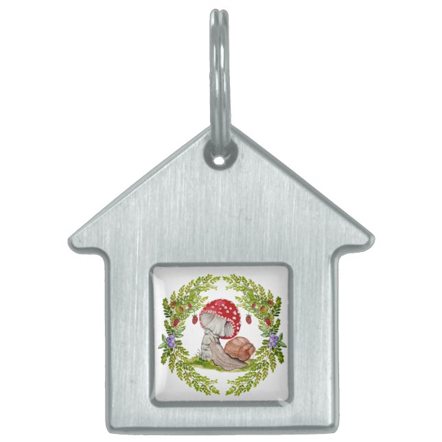 En färglös skogsfluga och snigel ID-bricka husdjur (Framsidan)