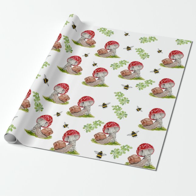 En färglös skogsfluga och snigel presentpapper (Utrullad)