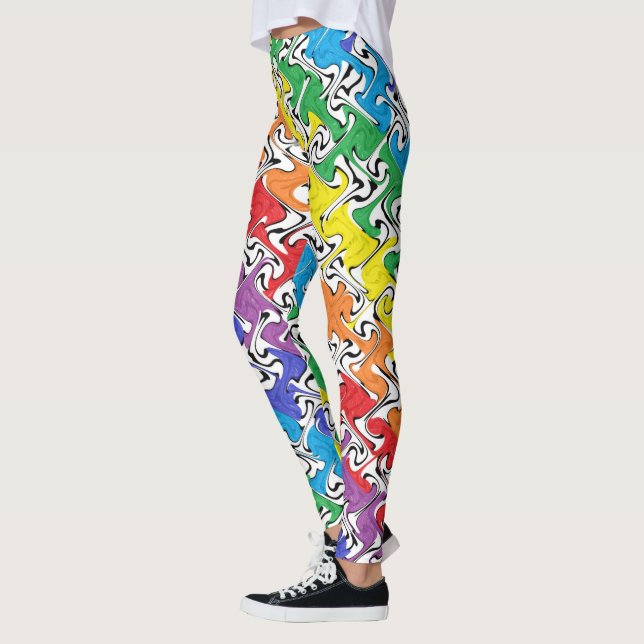 En färgrik abstrakt leggings (Vänster)
