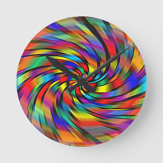 En färgrik Pinwheel tar tid på Rund Klocka (Framsida)