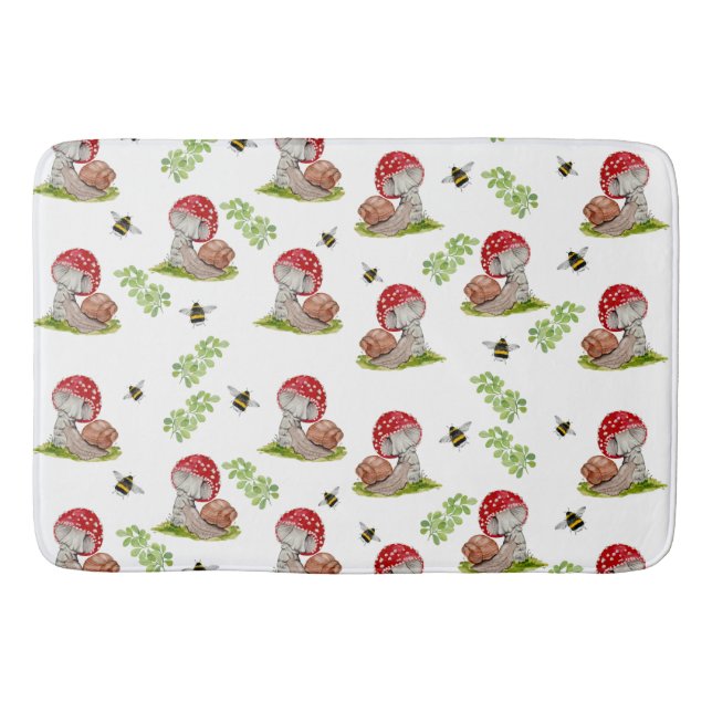 En färgrik skogsflyg och en snigel badrumsmatta (Framsidan)