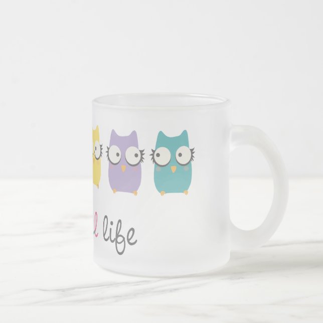 En färgrikt livmugg eller exponeringsglas frostad glasmugg (Höger)