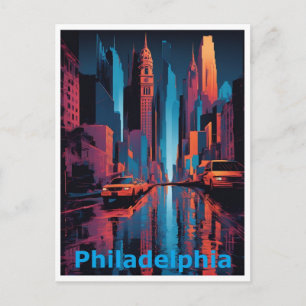 En färgstark Abstrakt av Philadelphia Vykort