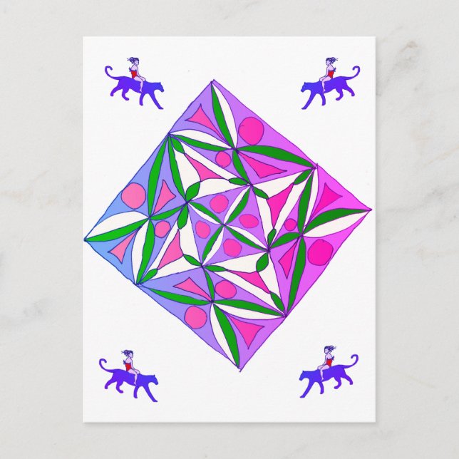 En färgstark geometrisk mönster vykort (Framsida)