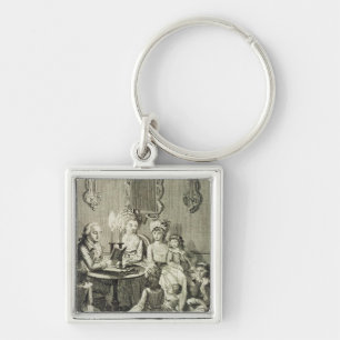 En farläsning till hans familj vid Candlelight so Fyrkantig Silverfärgad Nyckelring