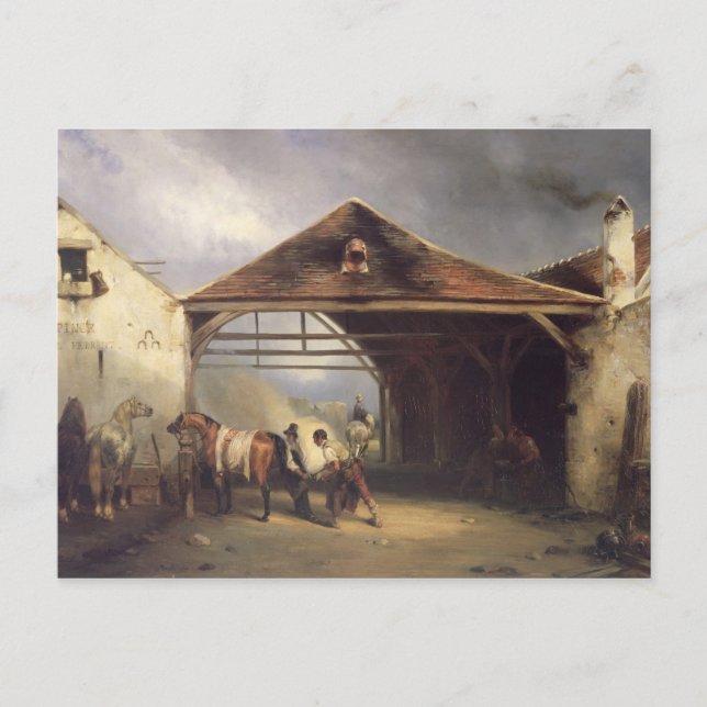 En Farrier som skjuter en häst Vykort (Framsida)