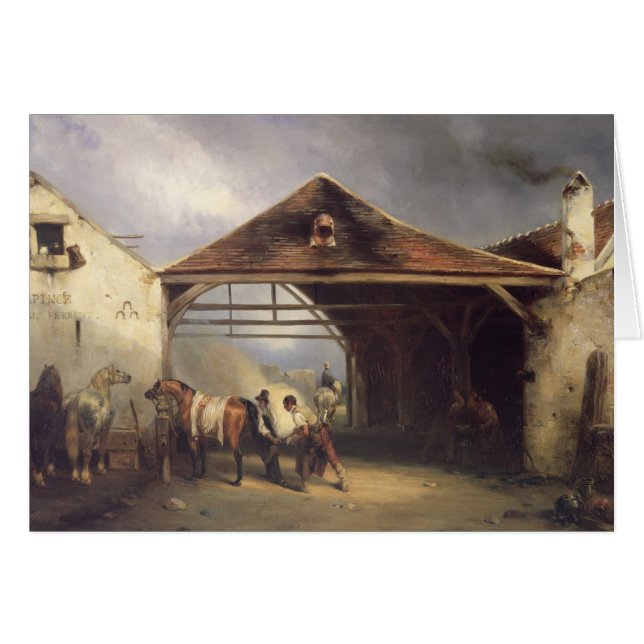 En Farrier som skor en häst Hälsningskort (Framsidan Horizontal)