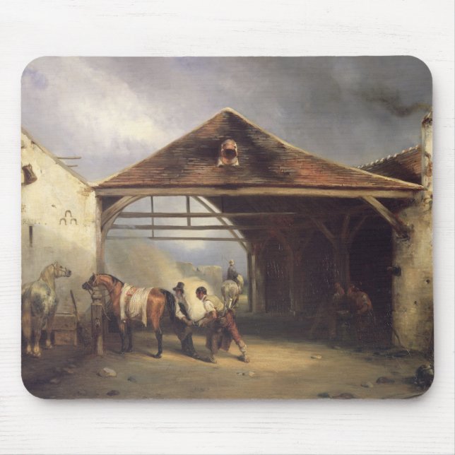 En Farrier som skor en häst Musmatta (Framsidan)