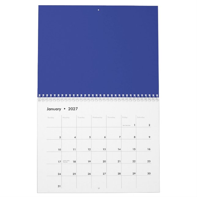 En fast blå bakgrund utan andra synliga element kalender (Jan 2027)