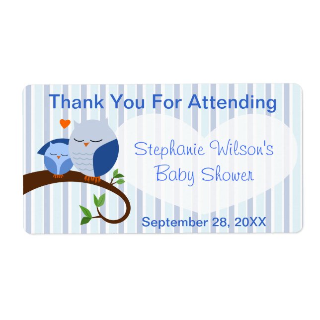 En favoritetikett för Hoot Uggla Baby Shower Boy Fraktsedel (Framsidan)